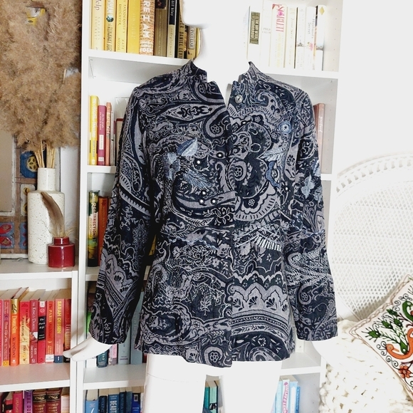 Laura Ashley Tops - Laura Ashley Paisley Floral Button Blouse Jacket Top P3601